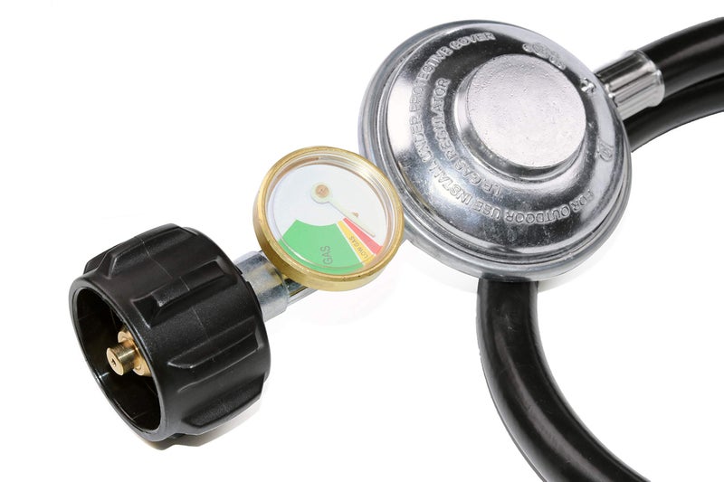 DOZYANT 3 Feet Propane Regulator Hose with Propane Tank Gauge Universal Grill Regulator Replacement Parts, QCC1 Hose and Regulator for Most LP Gas Grill, Heater and Fire Pit Table, 3/8" Female Flare Nut - Image 3